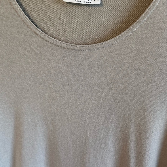 Bryn Walker Beige Grey Asymmetrical Hem Oversized Lagenlook Tunic Blouse Sz Lg - Picture 2 of 12